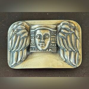 Vintage Silver Women of the World Belt Buckle. Kieselstein Cord, 1993.